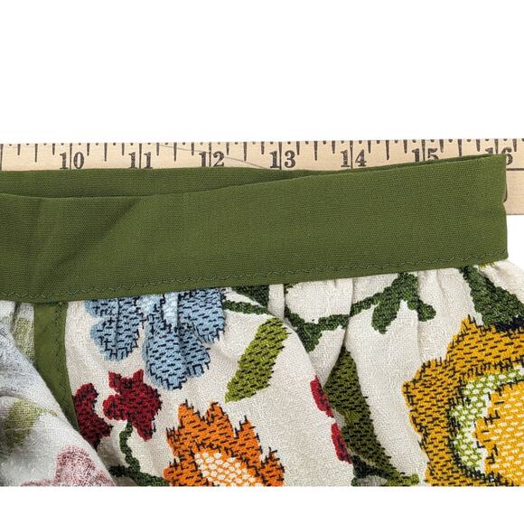 Beautiful Heavy Textured Cotton MAXI WRAP SKIRT Vintage 1970's ~ Jacobean Floral - Picture 11 of 11